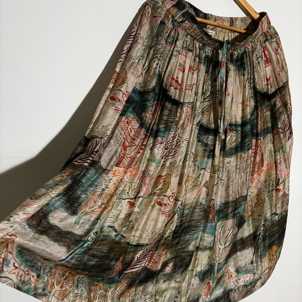 NWOT Runaway Bicycle Cara Silk Skirt, Printed - Raw Silk